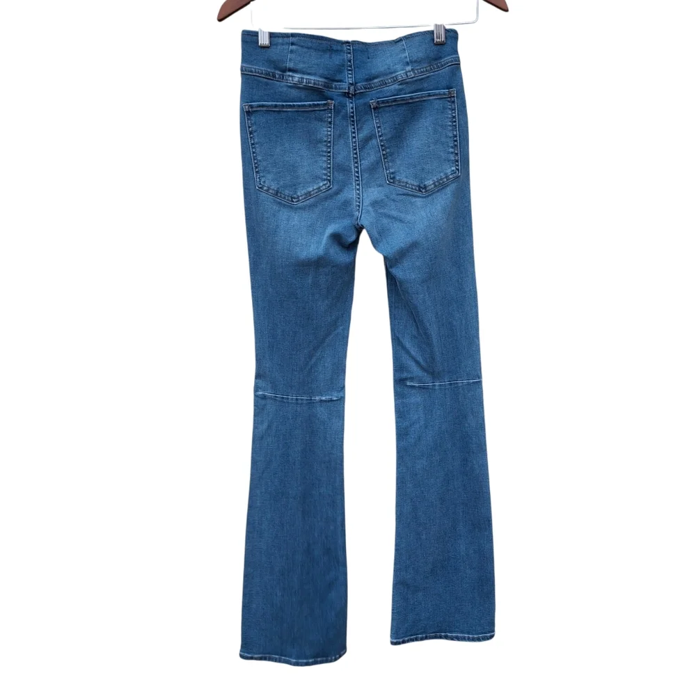 We The Free Penny Pull-On Wide Flare Soft Denim Blue Stretch Jeans Women Size 27 - Picture 6 of 16